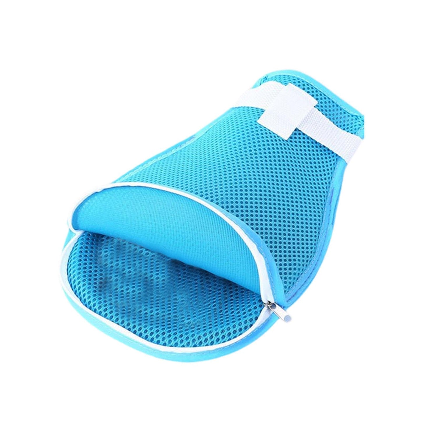 CALANDIS™ Hand Restraint Glove Mesh Cloth Elderly Portable Multifunction Security Mitt Light Blue with Zip