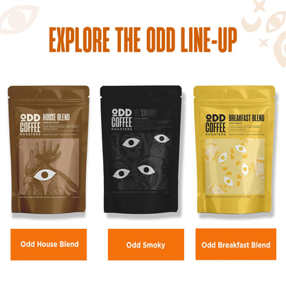 ODD COFFEE ROASTERS House Blend 60% Arabica 40% Robusta Roasted Coffee Powder 250 Gram Medium Roast | AAA Grade Specialty Beans | Chocolaty Nutty | Single Origin Ground Coffee Powder for Cold Brew