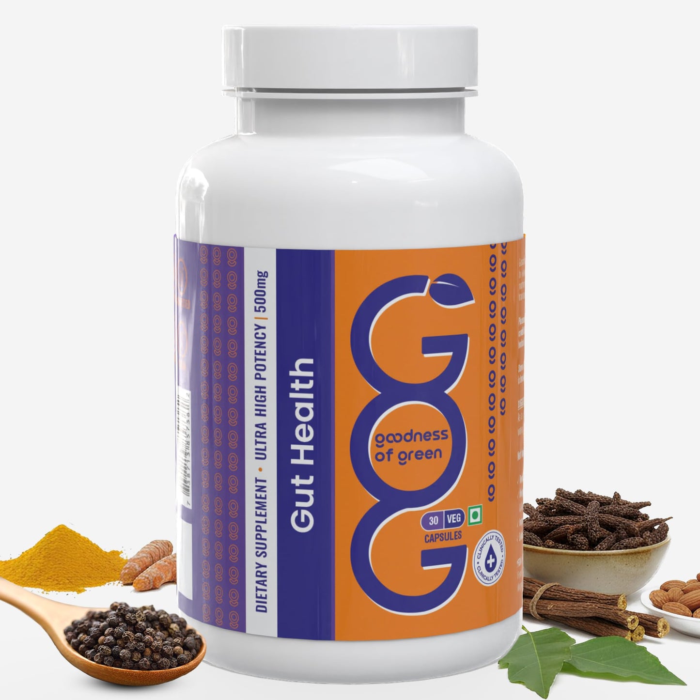 Goodness of Green Gut Health Capsules, 14 Powerful Herbs, Supports Smooth Digestion, Reduces Gas & Bloating, Improves Nutrient Absorption, and Strengthens Gut Immunity, 30 Veg Capsules