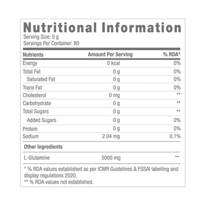 GNC PRO PERFORMANCE L-Glutamine | 5000mg Per Serving | Supports Muscle Recovery, Gut & Immune Health | Gluten-Free, Lactose-Free | Unflavoured | 400g