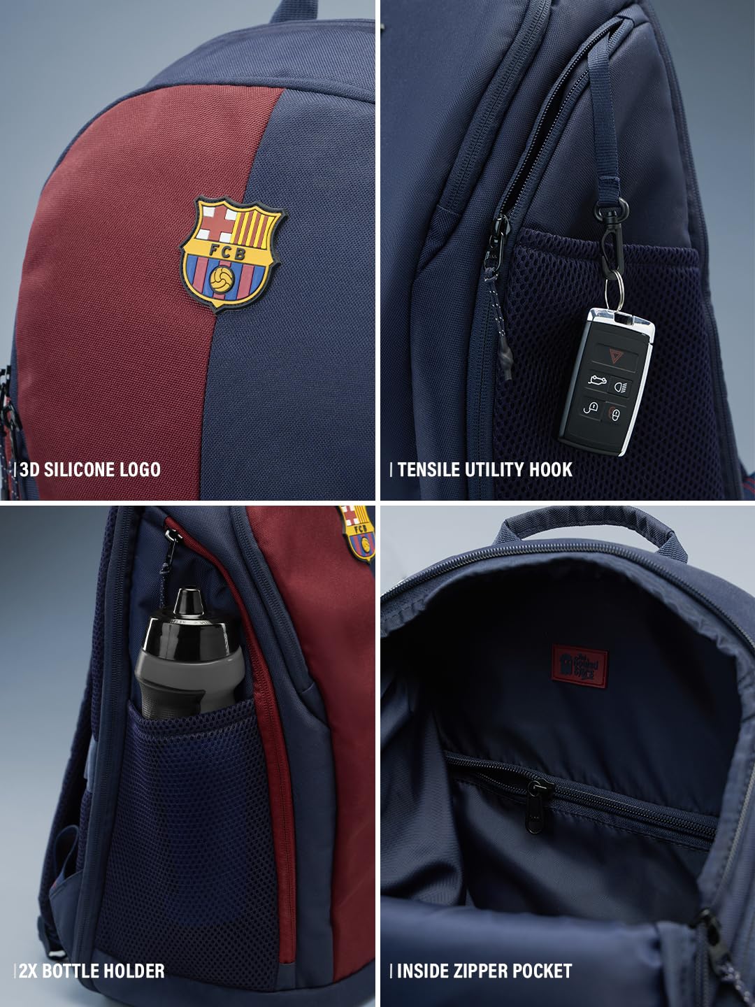 The Souled Store FCB Legacy Backpack – Official FC Barcelona Red & Blue 24L Laptop & College Bag, Travel Daypack for Men & Women