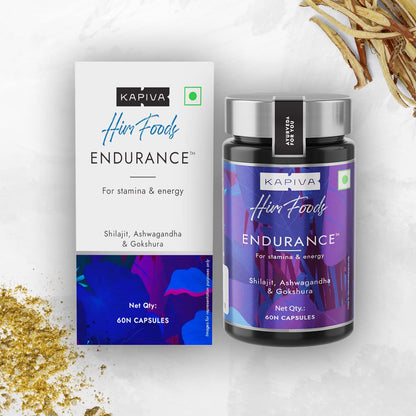 Kapiva Endurance Capsules - Research-backed blend of 14 Herbs & 7 Bhasmas like Ashwagandha, Shilajit & Gokshura to unlock peak performance - Pack of 2
