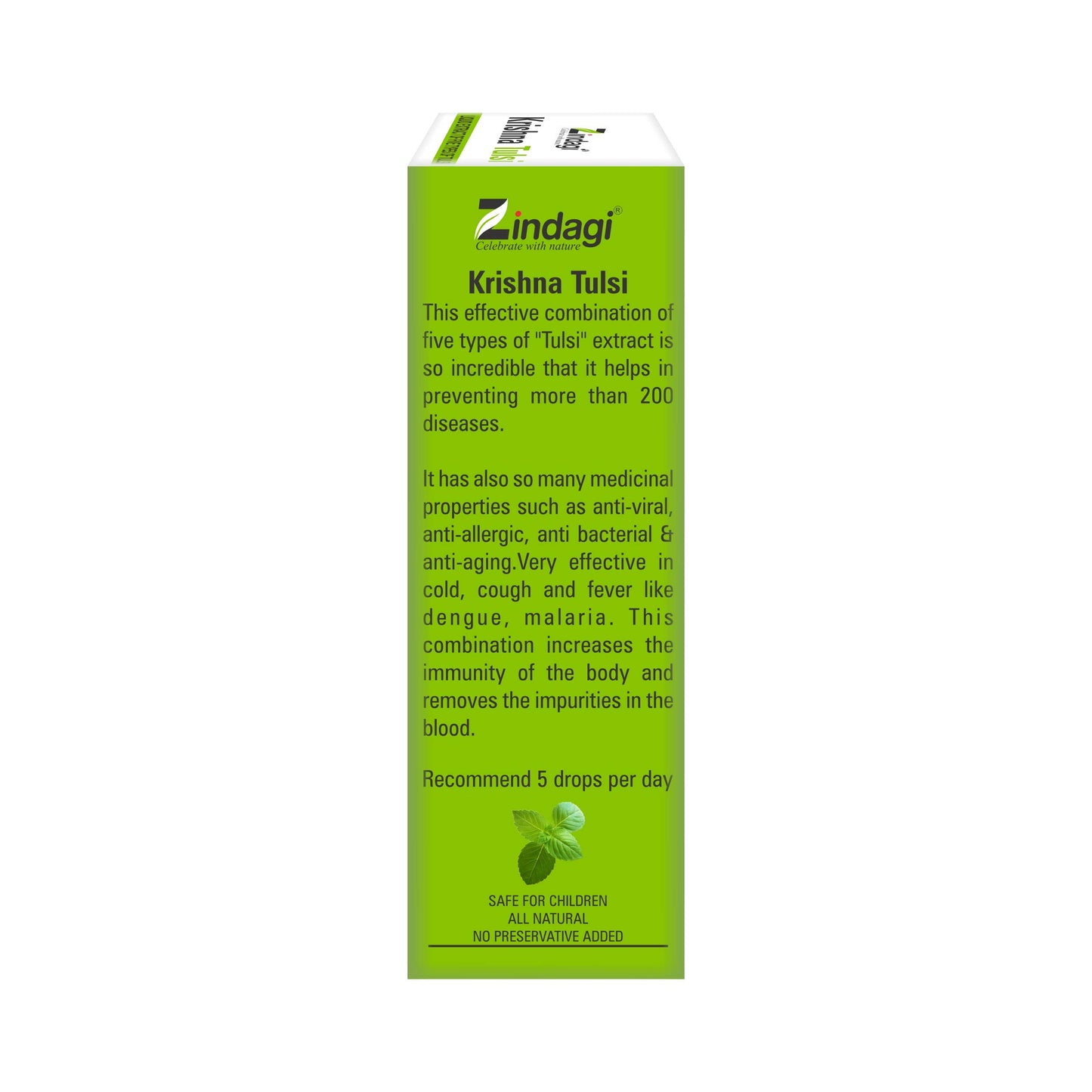 Zindagi Krishna Tulsi Liquid Extract | Natural Antioxidants Very Helpful In Cough Cold | Herbal Tulsi Drops | 60ML