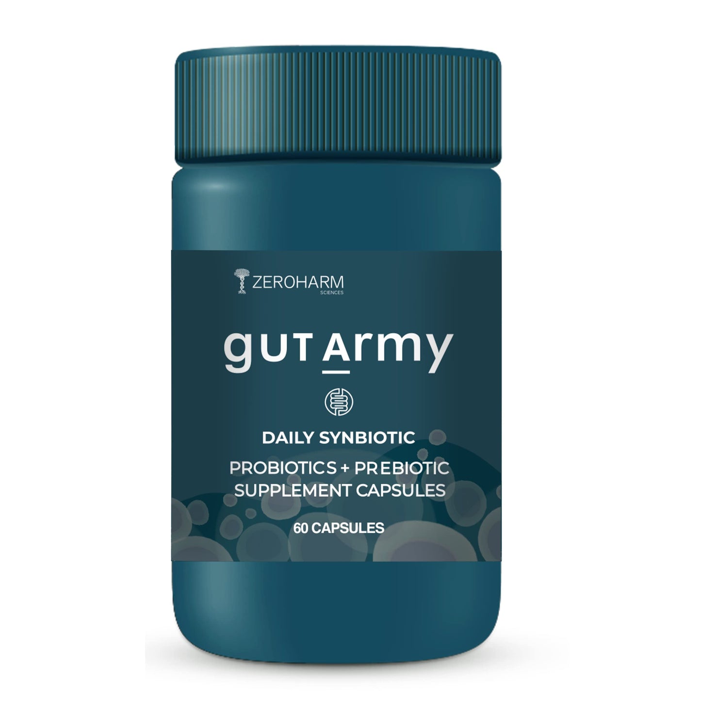 Holistic Curcumin ZEROHARM Gut Army Probiotics Supplement for Men & Women -100 Billion CFU & 25 Strains | Gut Health Capsule for Gut Cleanser, Digestion, Acidity Relief etc- 60 Vegan Capsules