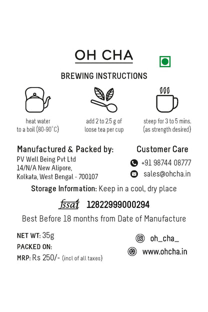 OH CHA - Cinnamon Tea with Orange Peels | Weight Loss Tea, 35gms | Blended with Natural Ingredients like Cinnamon, Ginger, Orange Peels and Clove | 100% Long Leaf Tea | Reduces Inflammation, Controls Blood Sugar, Improves Heart Health | Contains Natural O