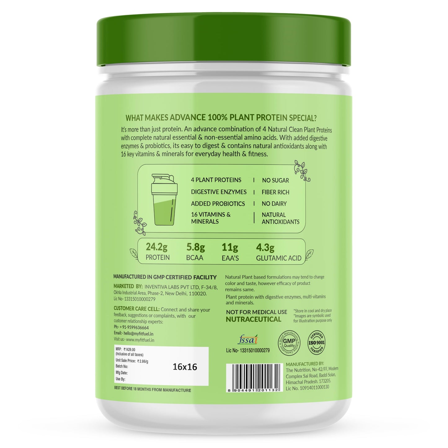 MyFitFuel Advance 100% Plant Protein (4 Plant Proteins, 16 Vitamins & M- image 2