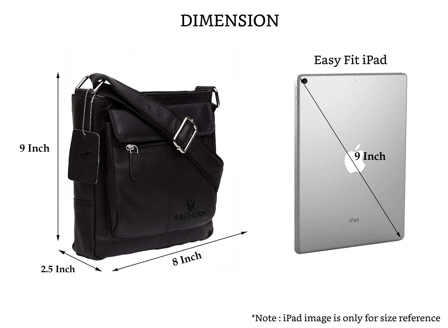 WildHorn Genuine Leather Sling Bag for Men | Durable, Portable & Stylish | Zipper Closure | Front Zip Pocket | 1-Year Warranty