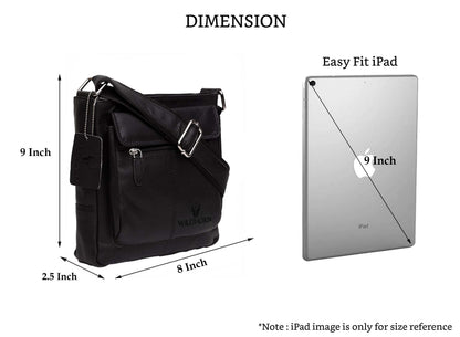 WildHorn Genuine Leather Sling Bag for Men | Durable, Portable & Stylish | Zipper Closure | Front Zip Pocket | 1-Year Warranty