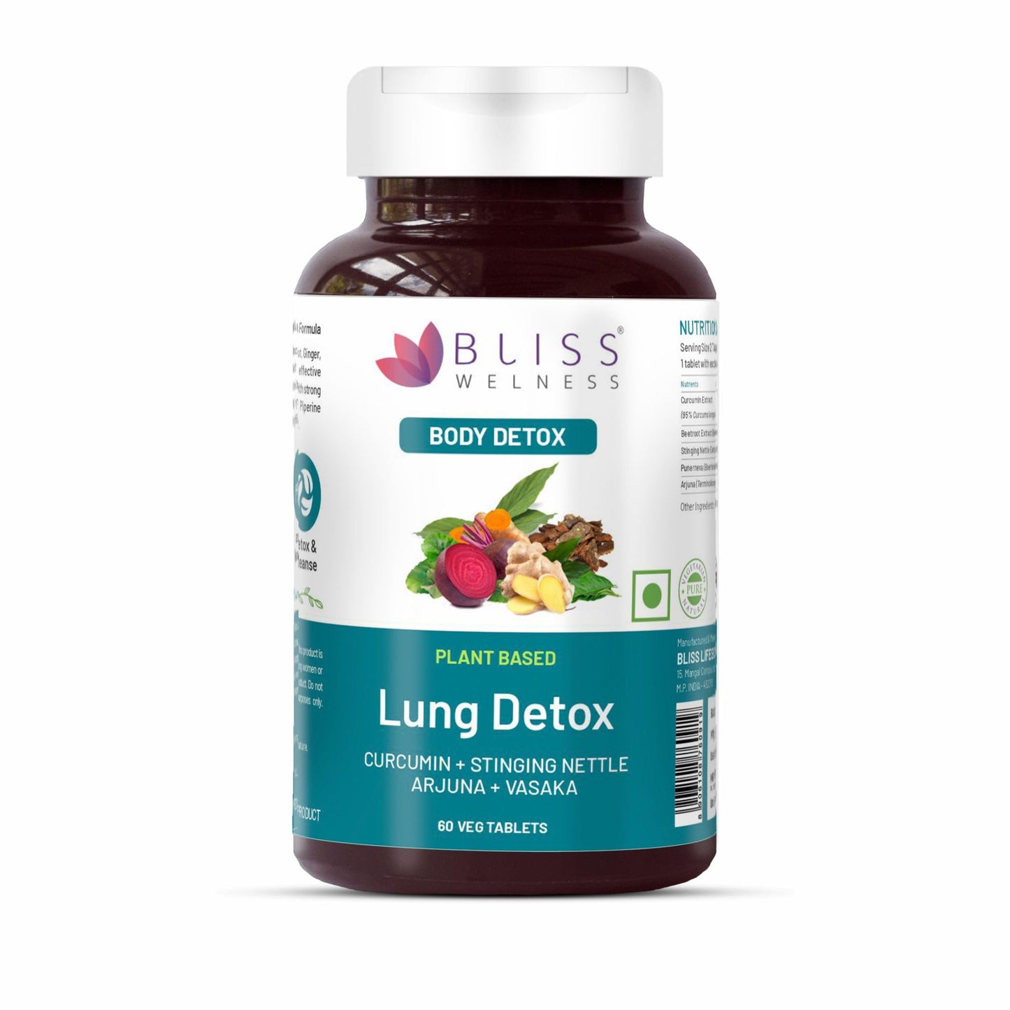 Bliss Welness Lung Detox,Curcumin Stinging Nettle Arjuna Vasaka Beetroot Punerne