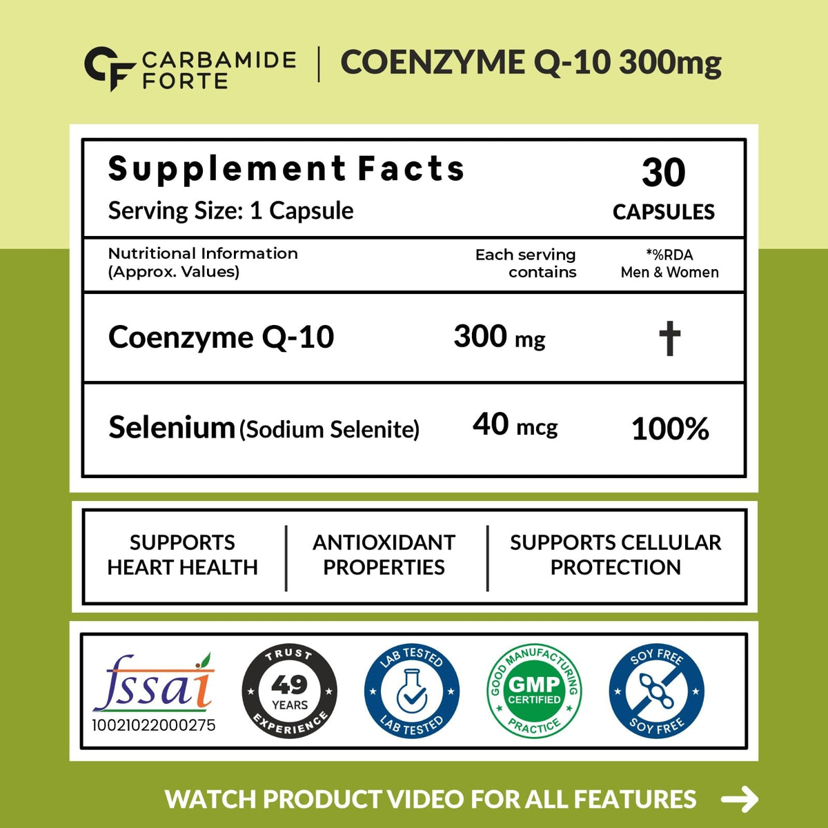 Carbamide Forte Coenzyme CoQ10 Supplement 300mg with Selenium 40mcg – 30 capsules & Multivitamin Tablets 50+, 60 Veg Tablet