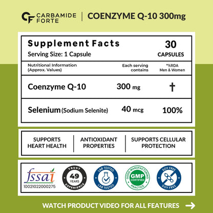 Carbamide Forte Coenzyme CoQ10 Supplement 300mg with Selenium 40mcg – 30 capsules & Multivitamin Tablets 50+, 60 Veg Tablet