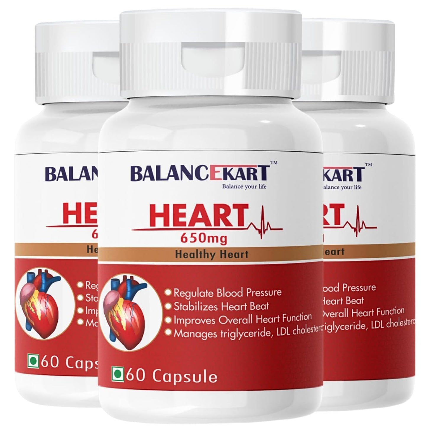 Balancekart Arjuna 650mg Capsules – 60 Capsules | Ayurvedic Heart Health Support Supplement | Supports Healthy Cholesterol Levels & Cardiovascular Wellness | Herbal Arjuna Extract