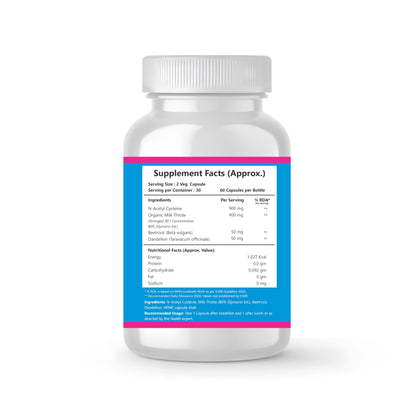 Nutrinow Liver Detox Supplement with N-Acetyl Cysteine (NAC) & Milk Thistle | Liver Cleanse, Antioxidant & Detox Support | Supports Liver Health & Skin Health | 60 Veg Capsules