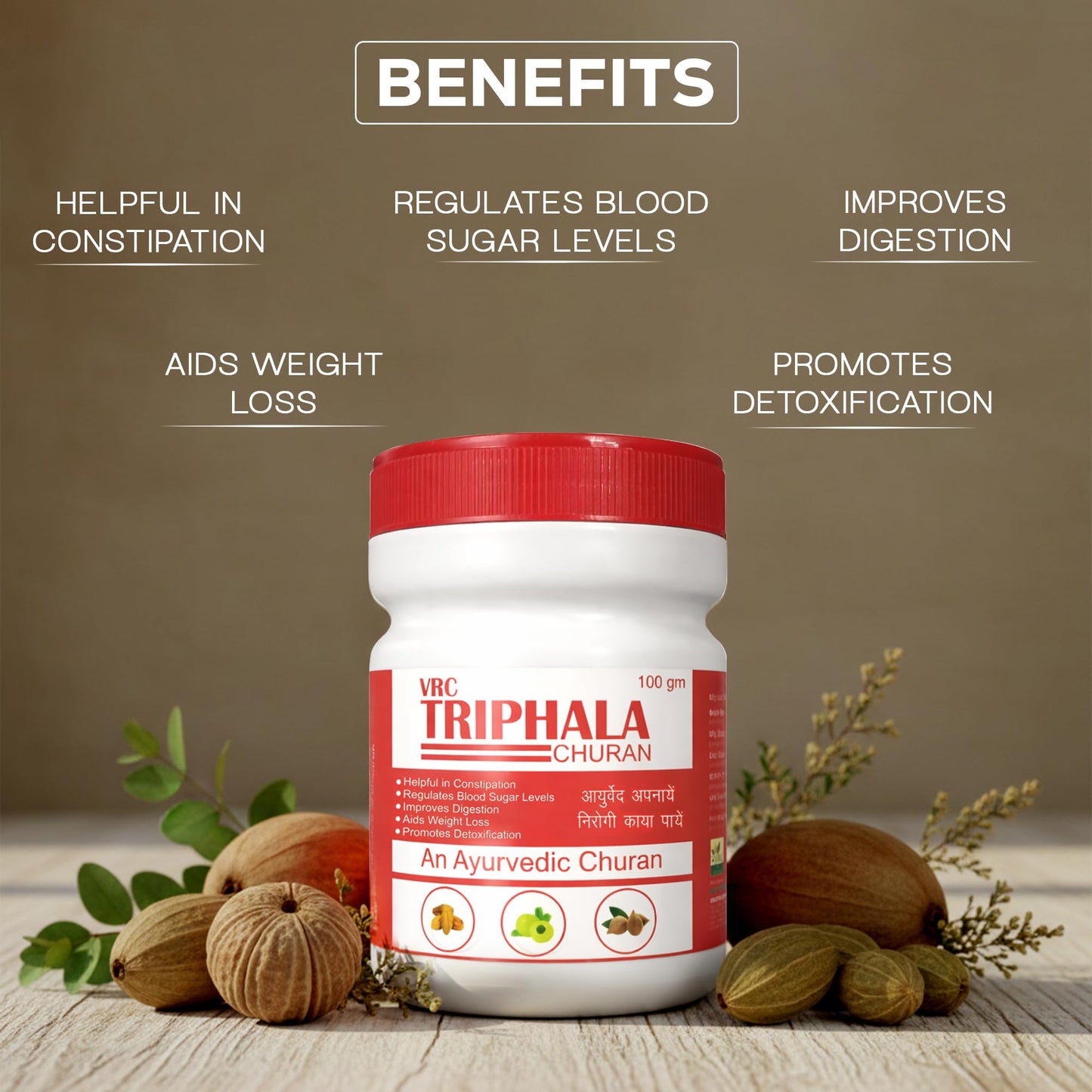 VRC Healthcare Triphala Churan 100g | Ayurvedic Supplement with Amla, Baheda & Harad | Helps in Constipation, Blood Sugar Level, Improves Digestion, Weight Loose, Gut Health, Immunity Booster