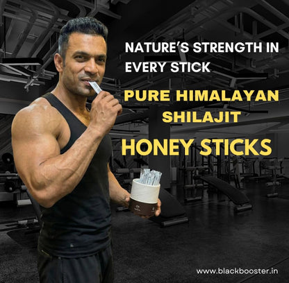 BlackBooster Pure Himalayan Shilajit Sticks with Fulvic Acid 75%, 85+ Trace Minerals | Dark Chocolate Flavour | 30 Sticks | Improves Energy Boosts Stamina | Lab-Certifie For Men & Women