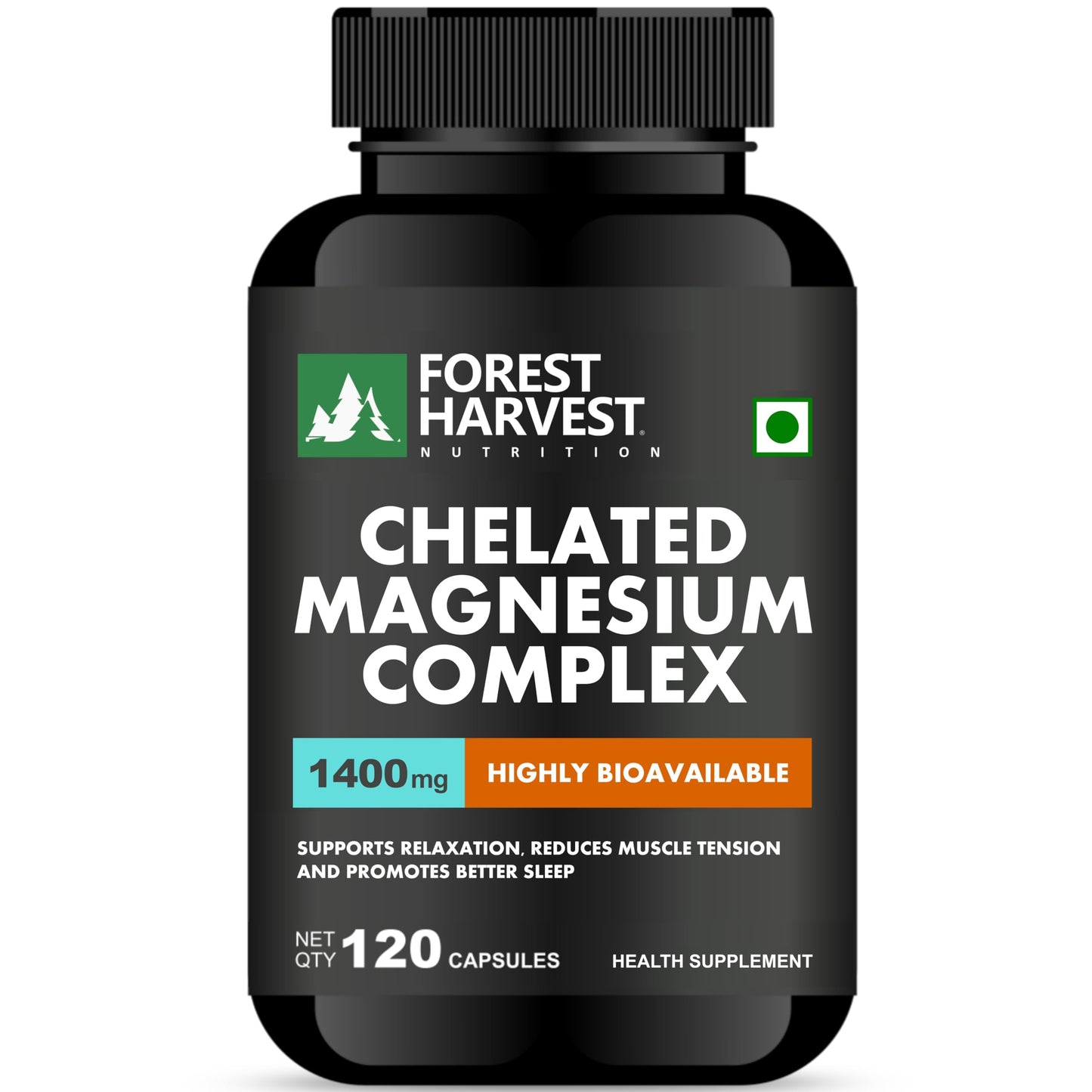 Forest Harvest Magnesium Complex | Magnesium Glycinate, Citrate & Oxide Blend | Supports Muscle, Nerve & Energy Function | 120 Veg Capsules | WHO-GMP, HACCP & ISO Certified