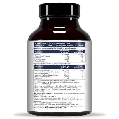 End2End Nutrition Magnesium Glycinate with Chamomile, Tagar, Beta Carotine and Vitamin B6 | High Absorption Magnesium Supplement Supports Better Sleep & Muscle Recovery - (Pack of 3) 180 Tablets