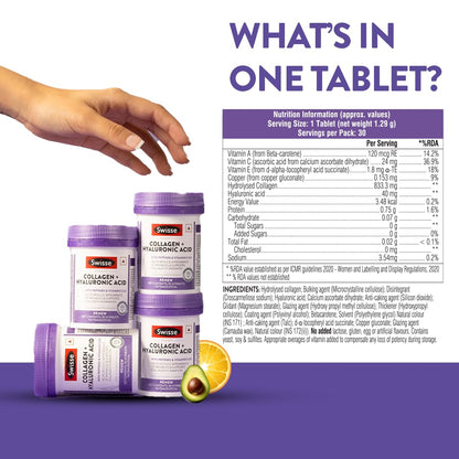 Swisse Collagen+ Hyaluronic Acid with Peptides, Vitamin C & E to Boost- image 3