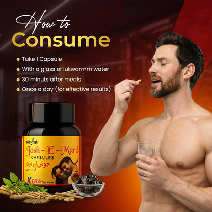 KAYNA HEALTHCARE Josh-E-Mard Power Capsules for Stamina & Vitality Support | Energy, Strength & Performance Booster | Herbal Supplement for Men, 60 Capsules