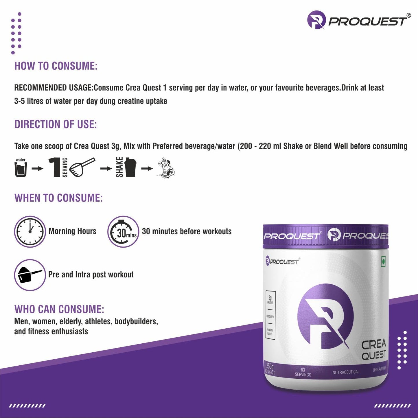 Proquest Power Mass Gainer Mango 907g + Creatine 250g + Free Shaker Combo | 557 kcal, 17g Protein, Digezyme® & Probiotics | Muscle Gain & Recovery Support