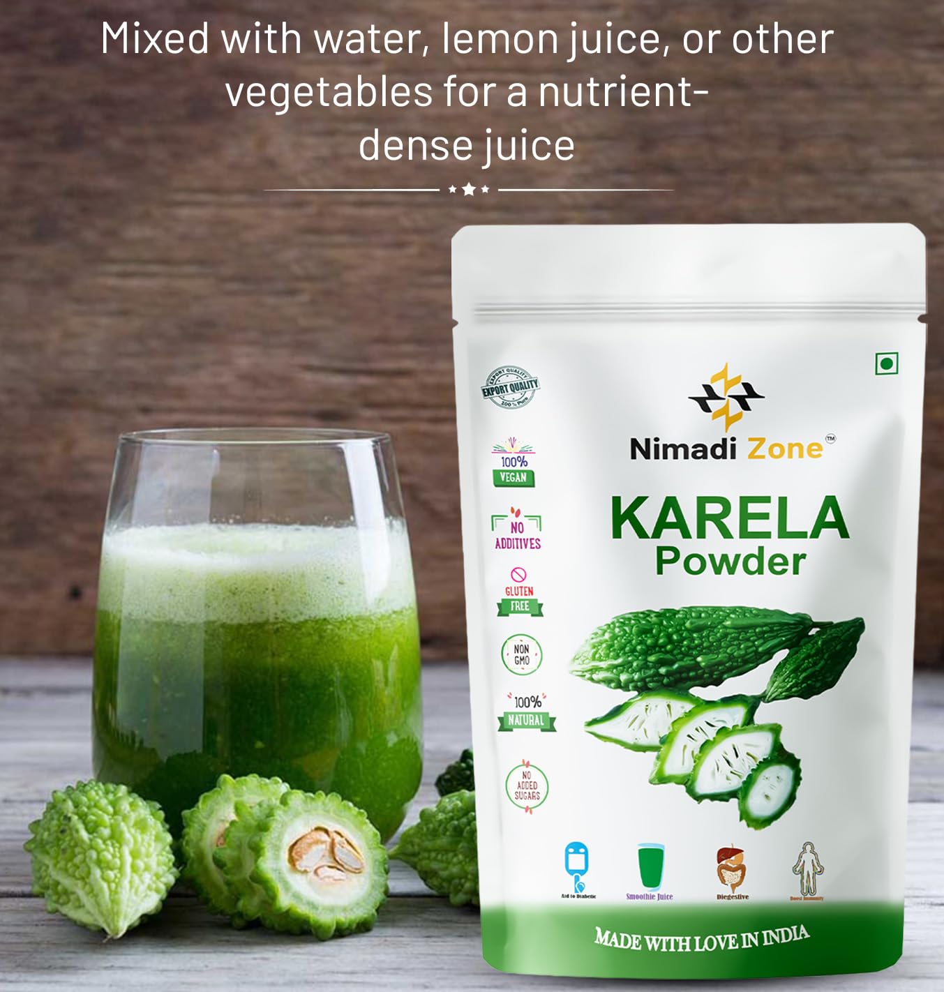 Nimadi Zone Natural Karela Powder for Diabetes 100 gm with Unique Flavo- image 4