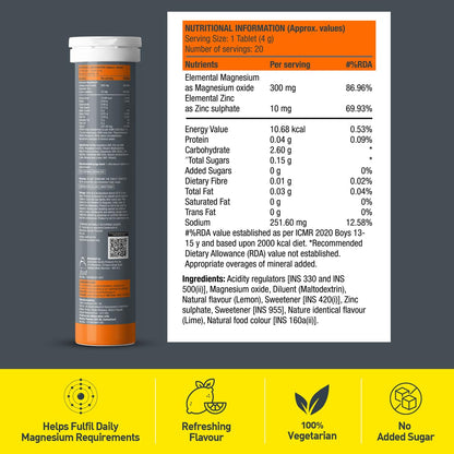 Fast&Up Magnesio - Restful Sleep Supplement - Magnesium & Zinc for Stress Management & Promoting Deep Sleep (60 Effervescent Tablets, Lime & Lemon Flavor)