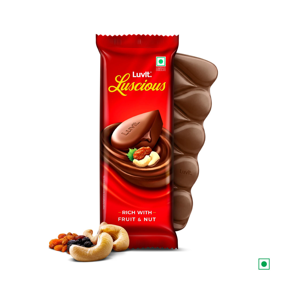 LuvIt. Luscious Fruit & Nut Chocolate Bars | Multipack | Deliciously Smooth | Pack of 6-52g Each