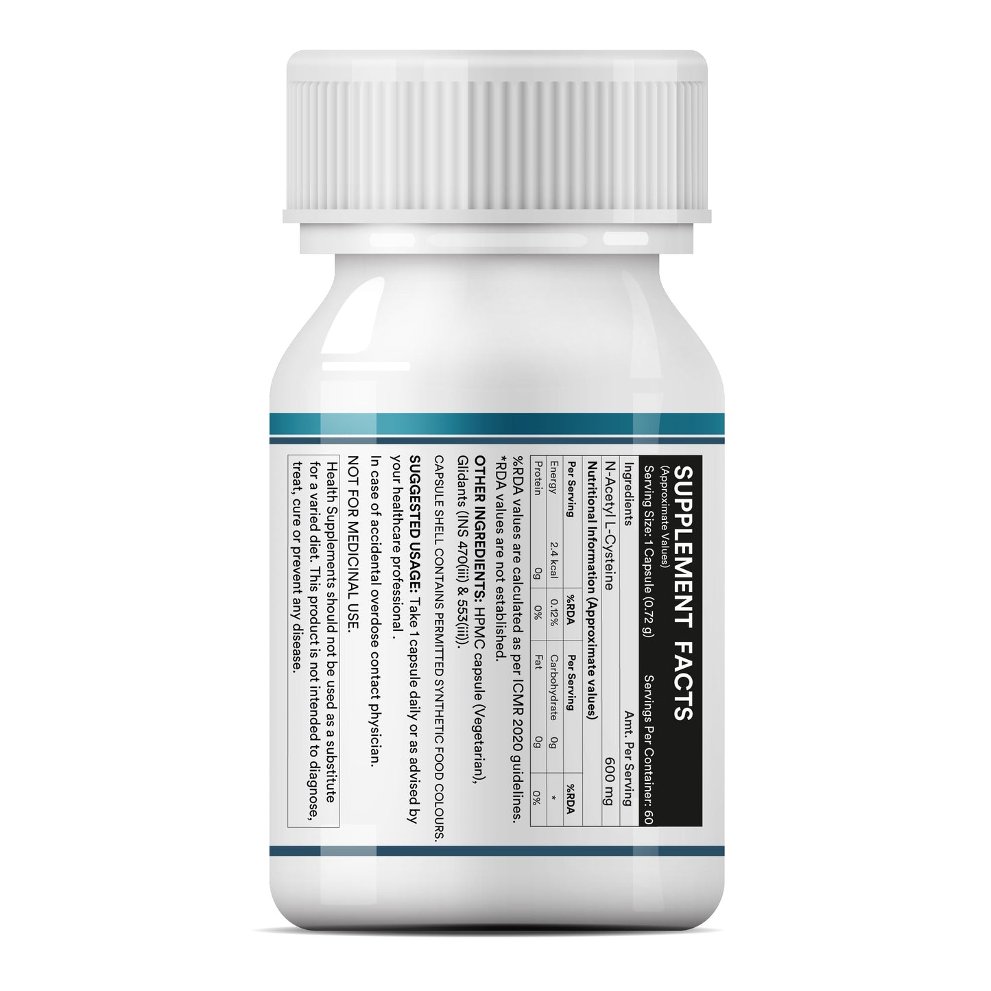 INLIFE N Acetyl Cysteine NAC 600mg, Antioxidant Support for Respiratory Health & Immunity Supplement, Men Women, 60 Veg Capsules (Pack of 1)