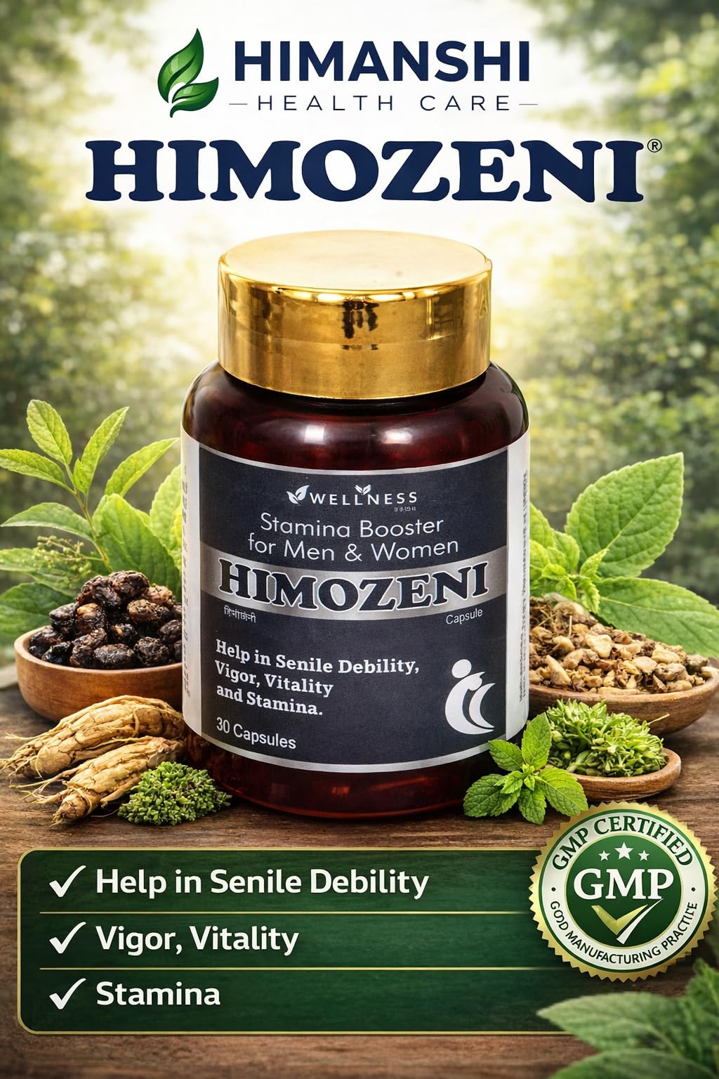 HIMANSHI HEALTH CARE Himozeni Energy Booster Capsules | Ayurvedic Wellness Supplement for Men & Women | Supports Strength, Stamina & Daily Energy | Helps Reduce Weakness & Fatigue | 30 Capsules