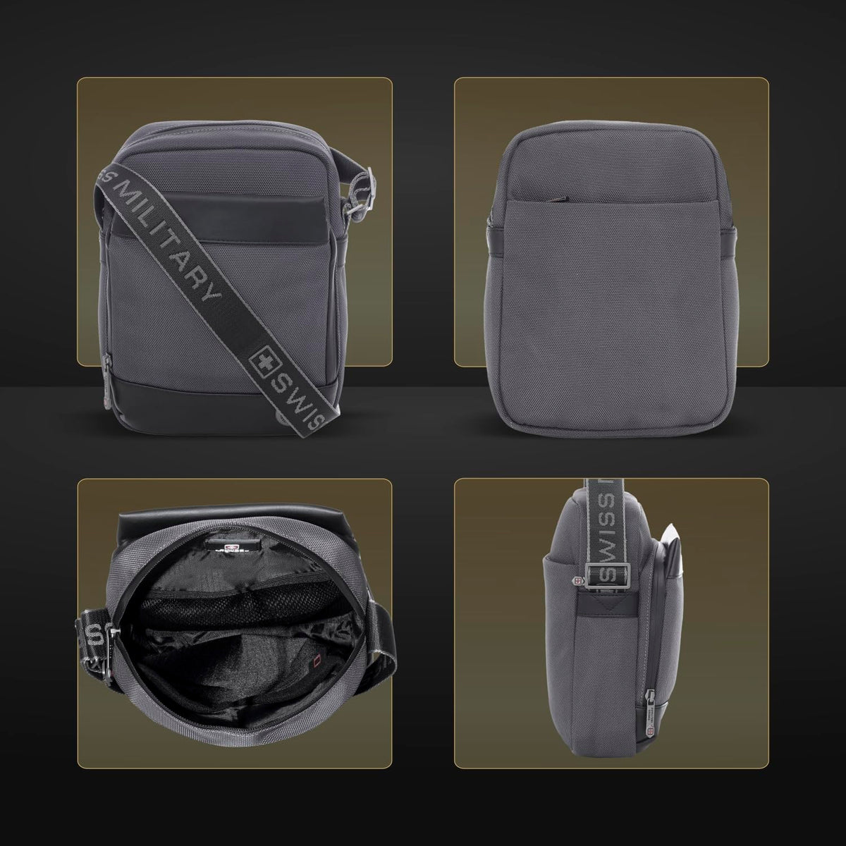SWISS MILITARY Popper Sling Bag 5L | Cross Body Side Bag with Buckle Closure | Anti Theft Chest Bag | Easy to Carry Bag for Men & Women | Mini Travel Bag for Phone Passport Wallet Key and Earbuds Grey