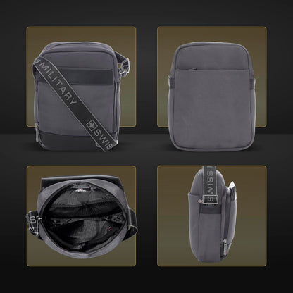 SWISS MILITARY Popper Sling Bag 5L | Cross Body Side Bag with Buckle Closure | Anti Theft Chest Bag | Easy to Carry Bag for Men & Women | Mini Travel Bag for Phone Passport Wallet Key and Earbuds Grey