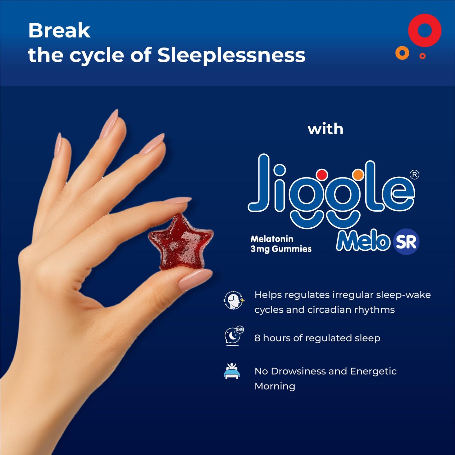 Jiggle Melo SR I 3mg Melatonin Gummies for Sleep I Sustained Release Melatonin | No Added Sugar I Non Habit Forming I Strawberry Flavour I 30 Gummies