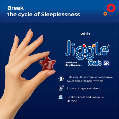 Jiggle Melo SR I 3mg Melatonin Gummies for Sleep I Sustained Release Melatonin | No Added Sugar I Non Habit Forming I Strawberry Flavour I 30 Gummies