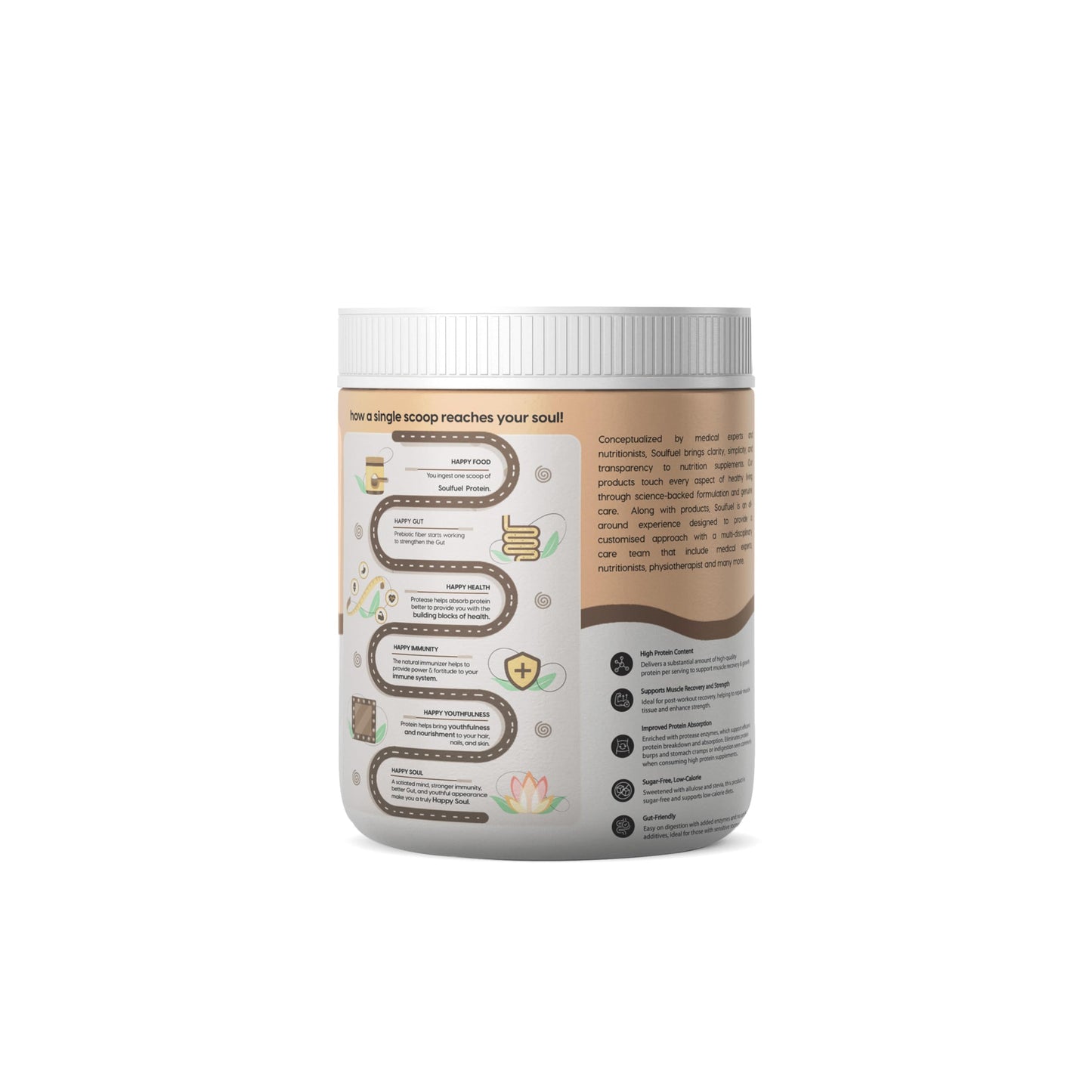 Soulcore Coffee Whey Protein Powder 500g - 26g Protein Per Serve, Added Protease for Easy Digestion - Sugar Free, Gluten Free, Soy Free, GMO Free Morning Protein Coffee for Men and Women