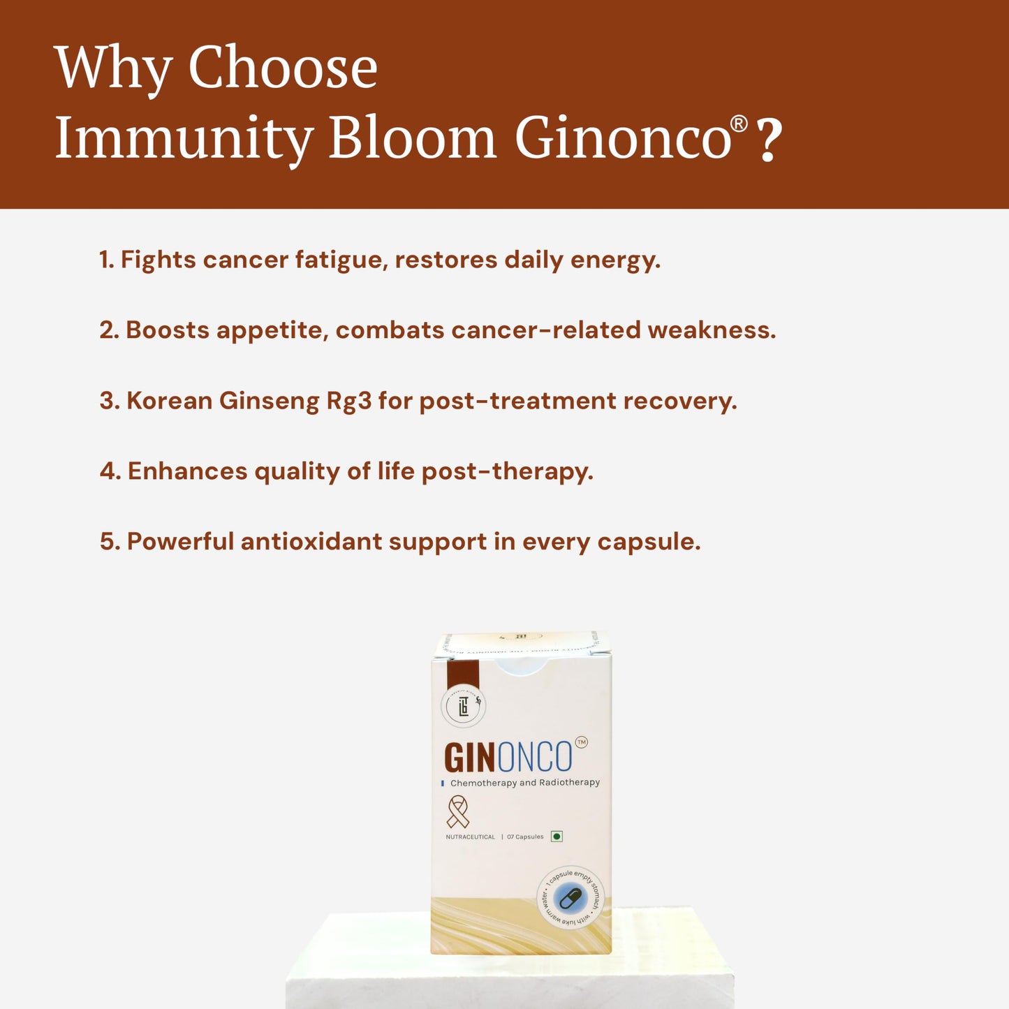 GinOnco Capsules | Advanced Support for Fatigue, Wellbeing & Quality of Life | 7 Capsules