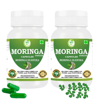 Morsan Healthcare MORINGA Capsules – 60 Veg Capsules | Pure Moringa Oleifera Leaf Extract | Plant-Based Herbal Supplement | Natural Superfood Support (pack of 2)