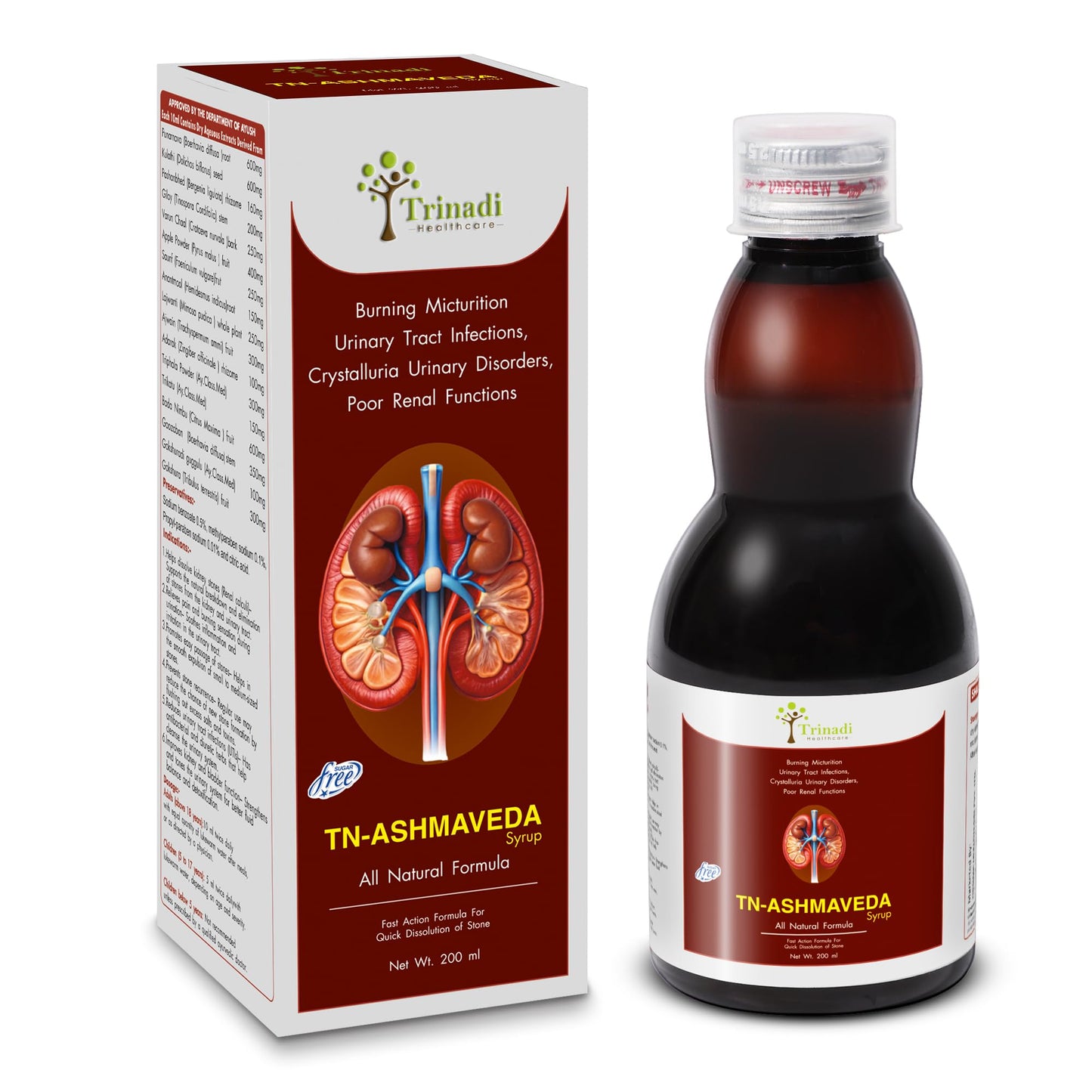 TN-Ashmaveda Syrup | Ayurvedic Kidney Stone Remover | Dissolves Renal & Bladder Stones, Relieves Burning Urination, Prevents Recurrence & Supports Urinary Health