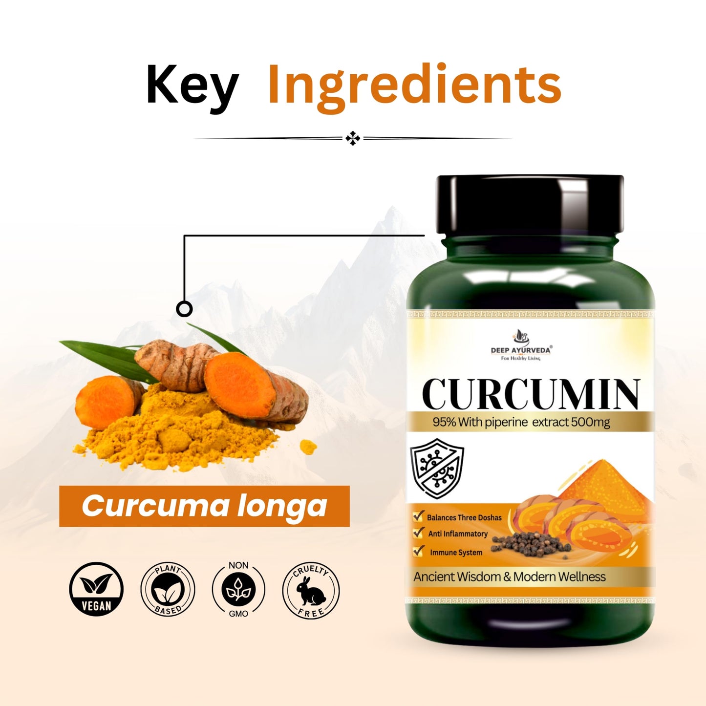 Deep Ayurveda Curcumin Vegan Capsules