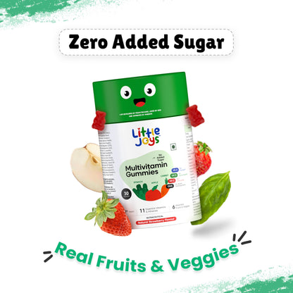 Little Joys Multivitamin Gummies | 2-6 Years | 60 Gummies | With 12 Vitamins & Minerals | Improves Immunity, Bone health & Antibody Production | No Added Sugar | Strawberry Flavour