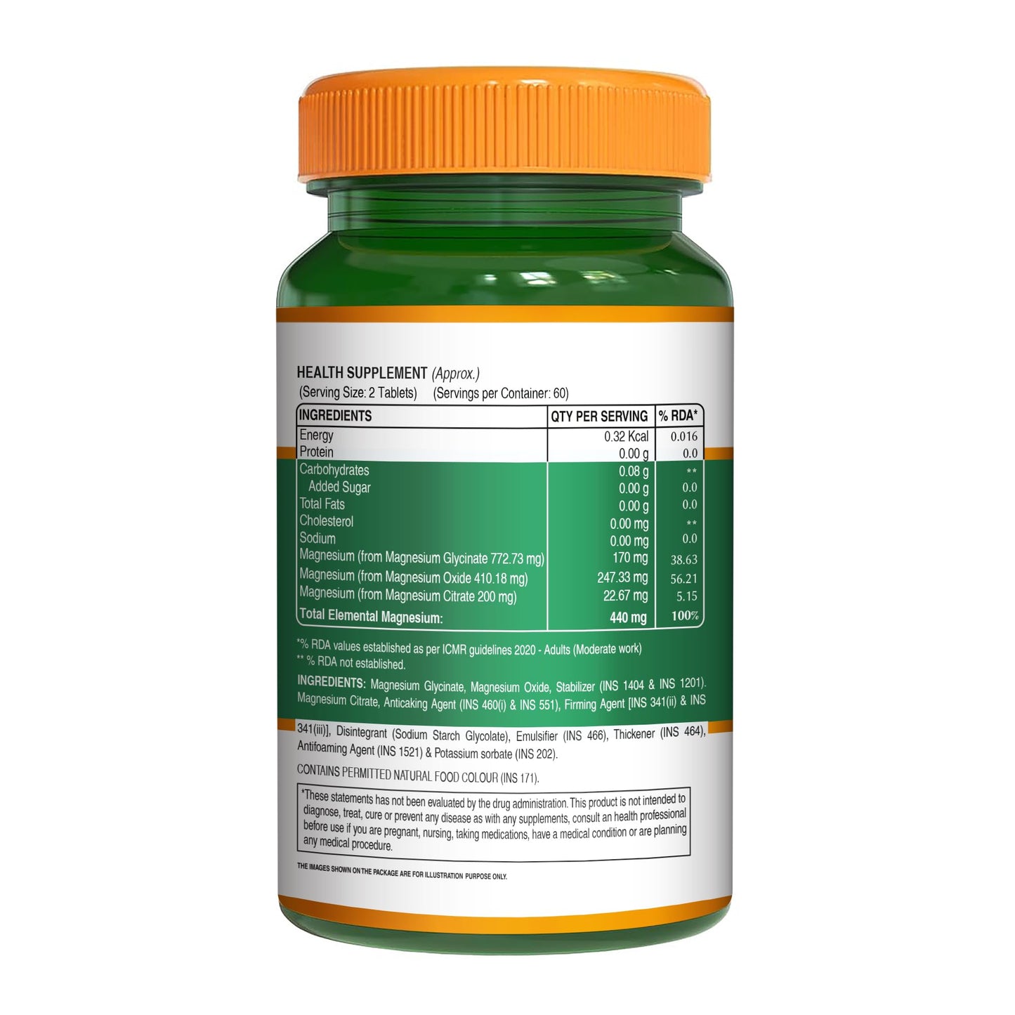 Pure Nutrition Chelated Triple Magnesium Complex Supplement - 60 Tablets | Magnesium Glycinate Complex With Citrate & Oxide Supplement Supports Bones Muscles & Nerves 1383mg Per Serving