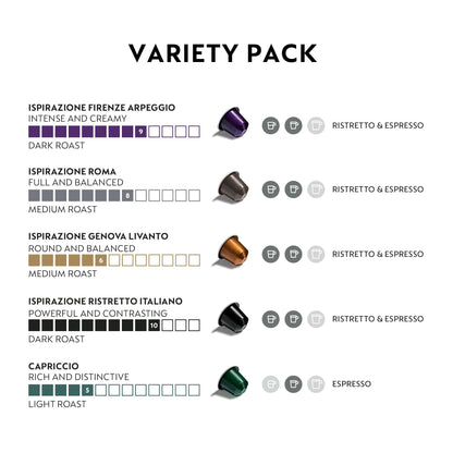 Nespresso Variety Pack Capsules, 50 Count, Box, 260 grams