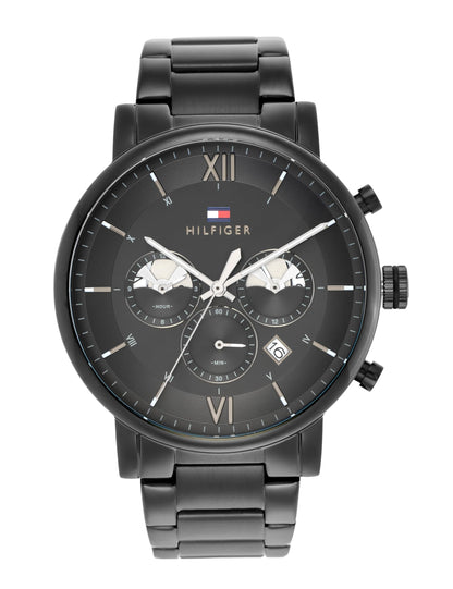 Tommy Hilfiger Analog White Dial Men's Watch, Black, (TH1710410)