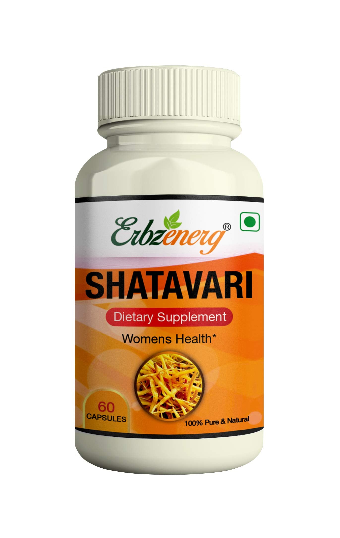 ERBZENERG® SHATAVARI Capsules For Women Health (Asparagus racemosus) Madhur vipakam -60 Capsules (Pack of 1)