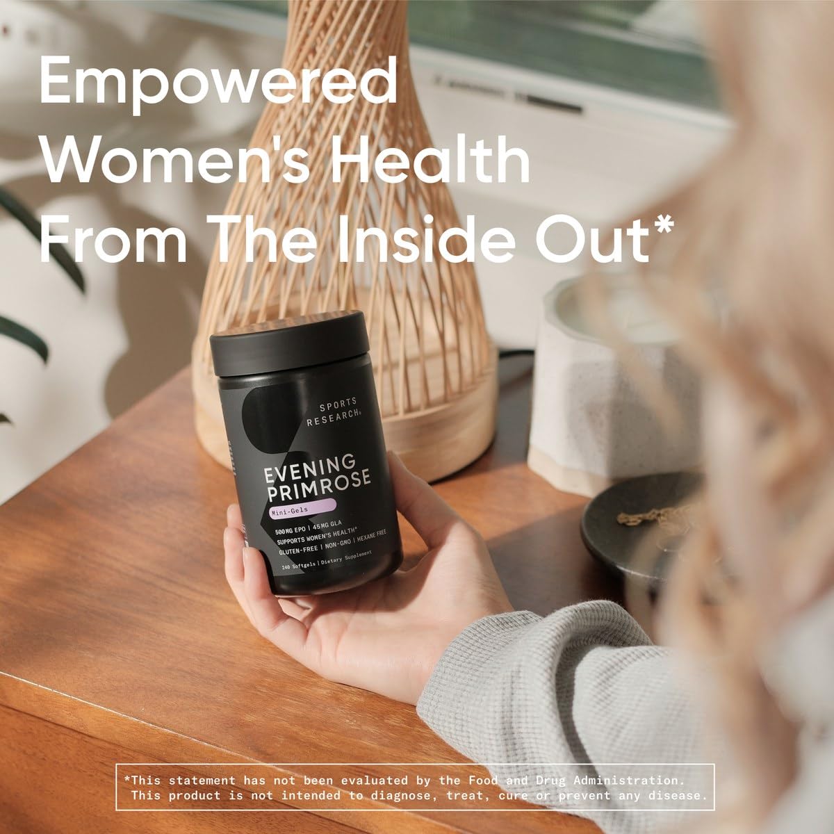 Sports Research Evening Primrose Oil 1300 mg Non - GMO Gluten - free Cold - Pressed with No Fillers or Artificial Ingredients (120 Liquid Softgels)