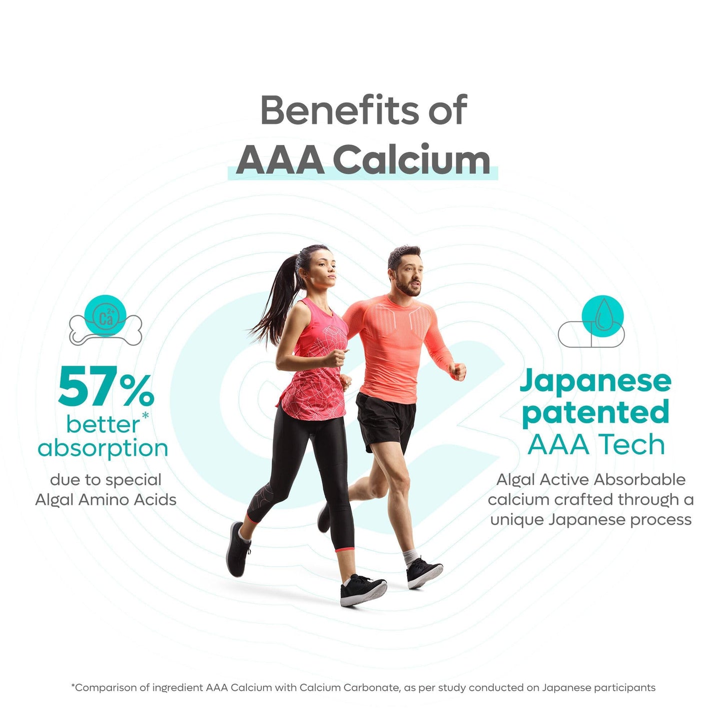 Diataal Cal StrongBones | Active Absorbable Calcium + Vit D3 for Strong bones | Calcium Tablets for Men & Women & Kids | Using Patented Japanese technology | 30 tabs