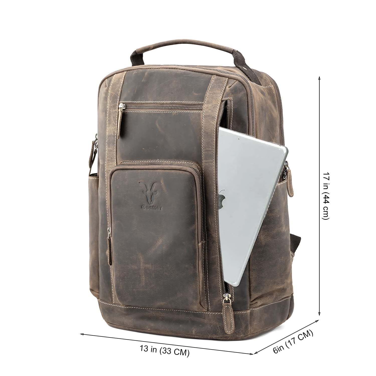 Goatter 24 Ltrs Men's Hunter Leather Backpack For 16 Laptop Travel Hiki- image 6