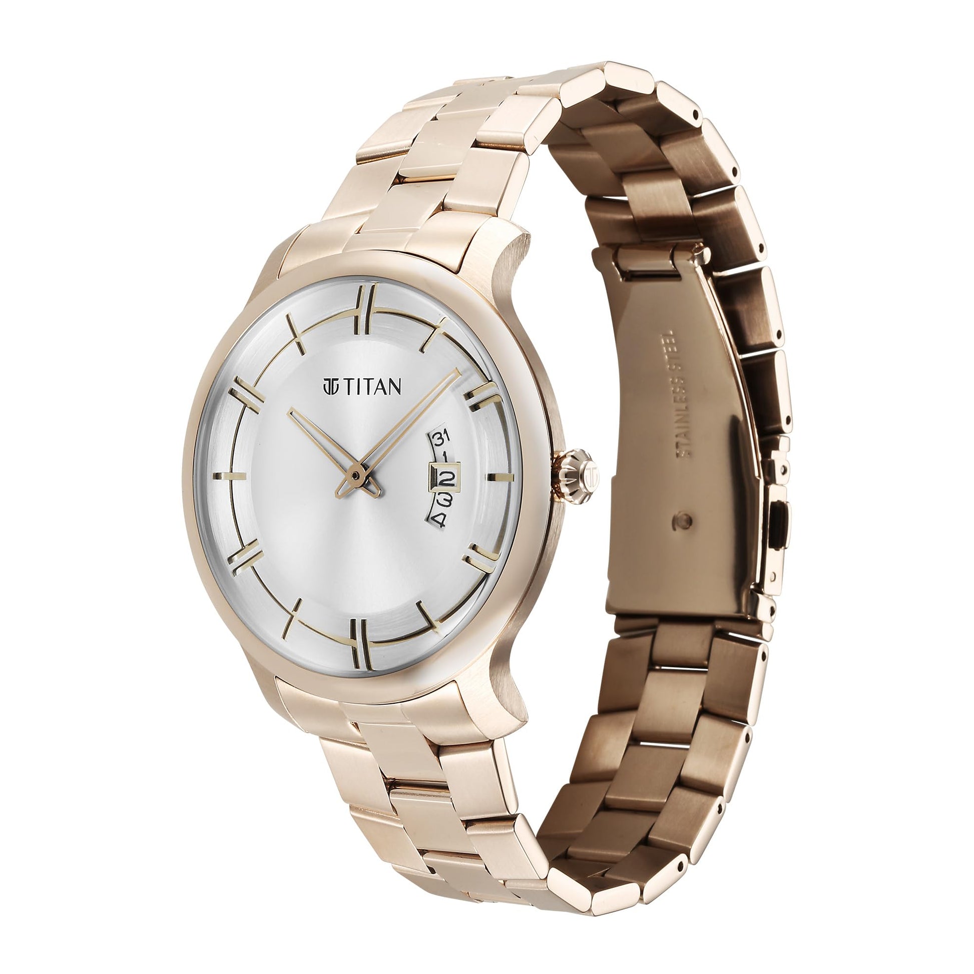 Titan Classic Distincta Quartz Analog with Date Silver Dial Rose Gold S- image 4