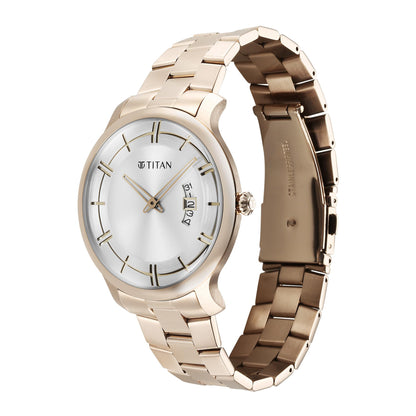 Titan Classic Distincta Quartz Analog with Date Silver Dial Rose Gold S- image 4