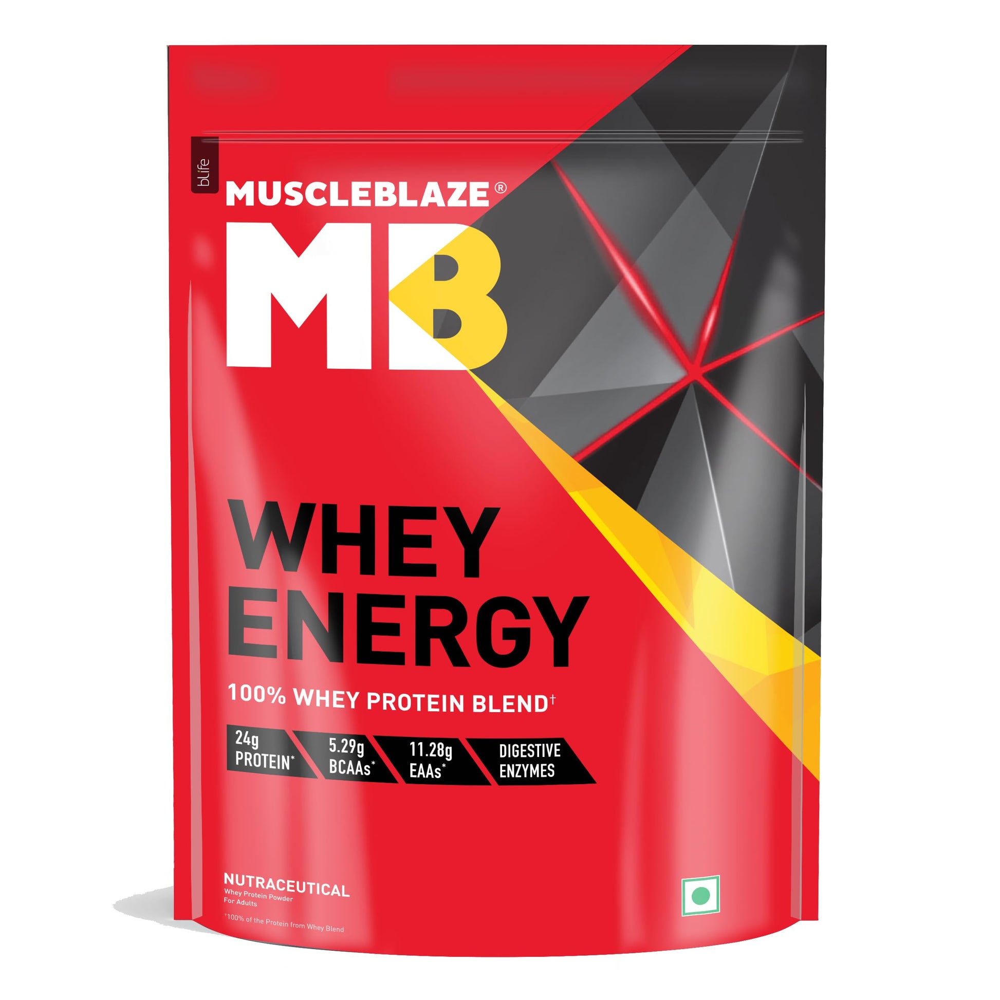 MuscleBlaze Whey Energy (Cold Coffee, 1kg / 2.2lbs) | 24g Protein, 100% Whey Pro