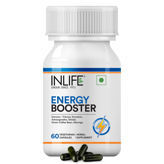 INLIFE Energy Booster Supplement, 5-Herb Blend, 500mg, 60 Veg Capsules